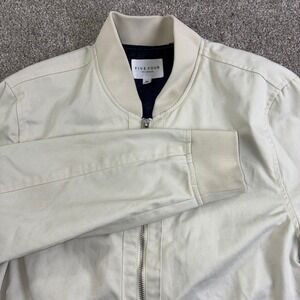 FIVE FOUR Mens Bomber Jacket Beige Cotton Polyester Blend Zipper Casual Size M
